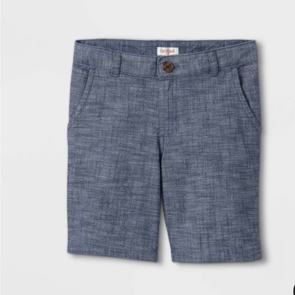Cat & Jack Boys Flat Front Chino Shorts Adjustable Waist Insignia Blue Size 16